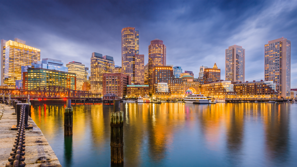 boston skyline on a night out