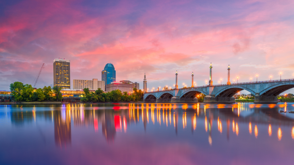 Springfield massachusetts night time skyline